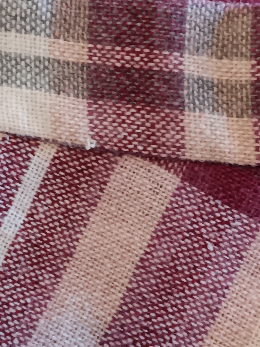 Sears Vintage Maroon & Pink Wool Plaid Midi Skirt A-line Union Made USA Academia - Picture 8 of 10